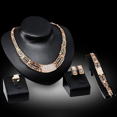 Conjunto de Colar Pulseira Brinco Anel