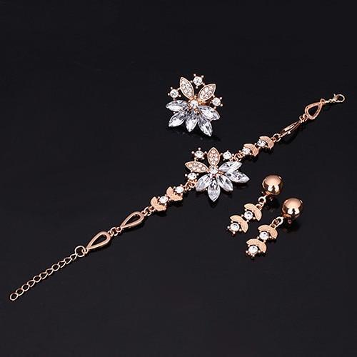 Conjunto de Colar Anel Brinco e Pulseira Crystal Clear