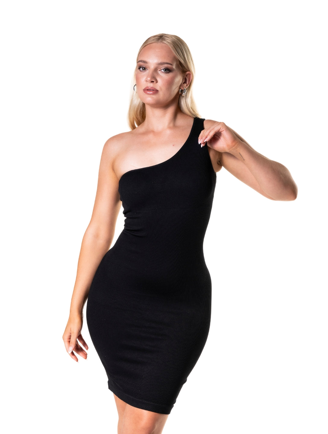Minivestido modelador de um ombro só