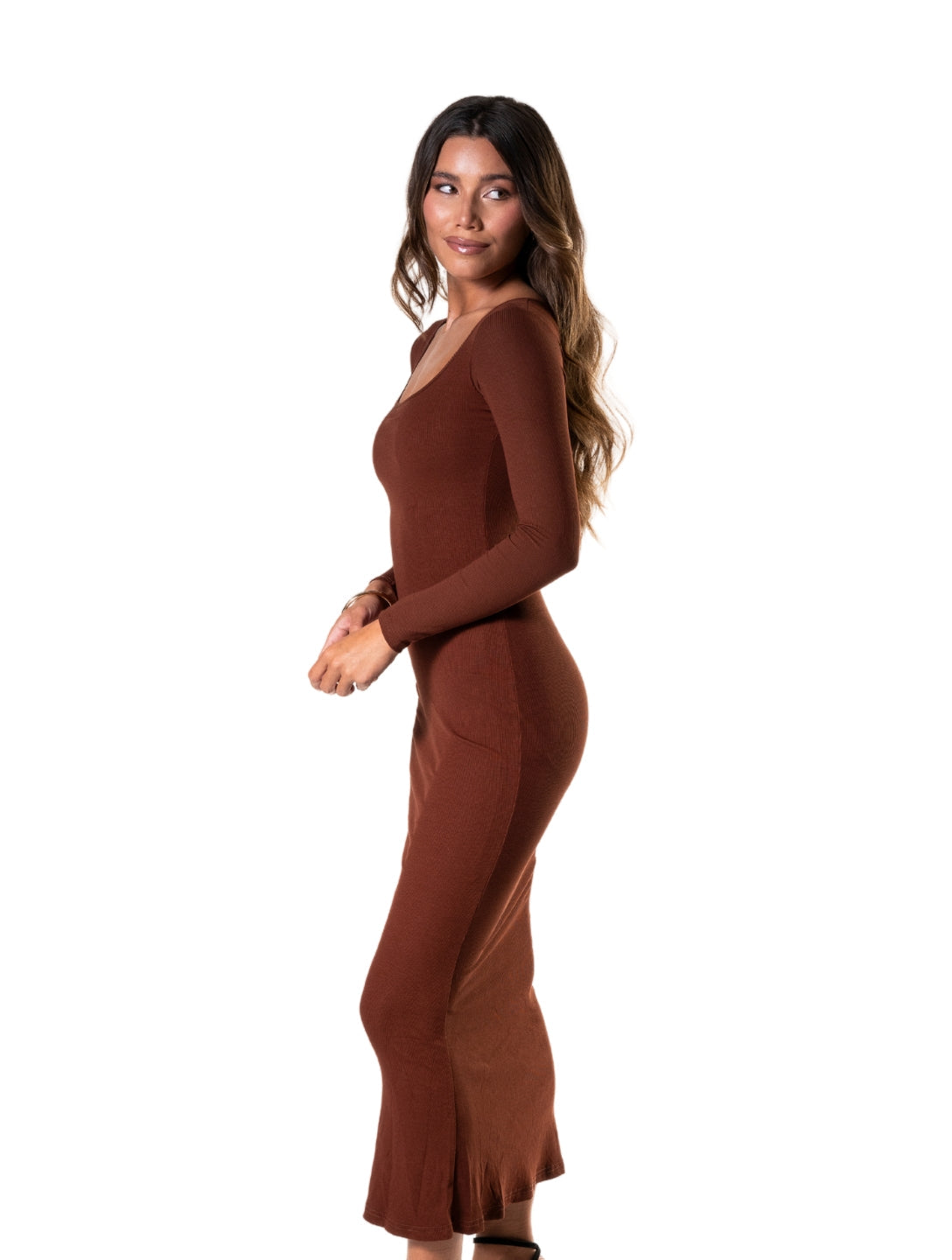 Vestido modelador de manga comprida