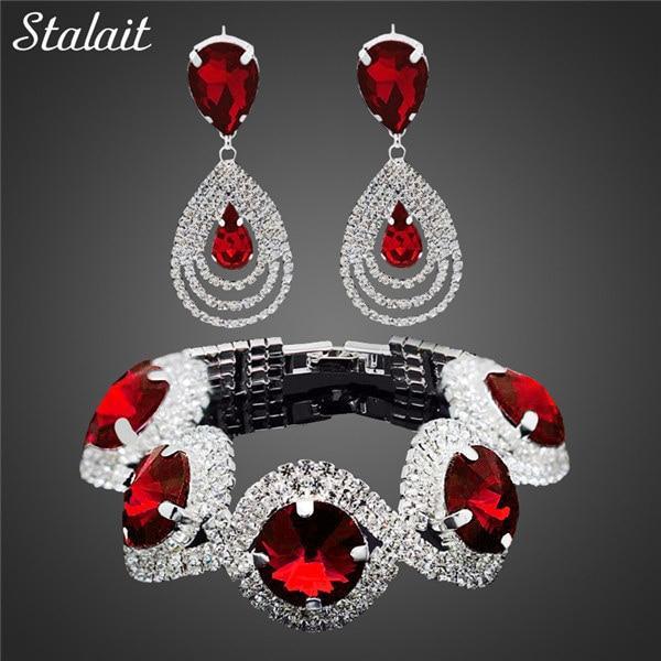 Conjunto de Brincos e Pulseira Austríaco