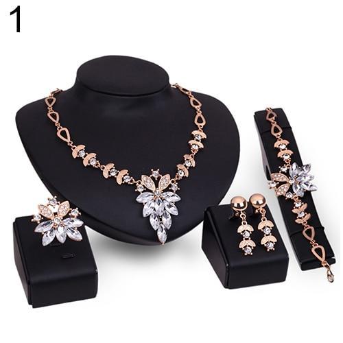 Conjunto de Colar Anel Brinco e Pulseira Crystal Clear