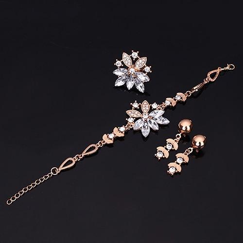 Conjunto de Colar Anel Brinco e Pulseira Crystal Clear