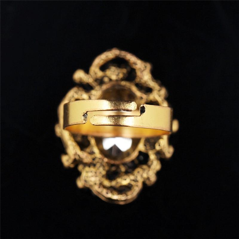 Conjunto Cristal Colar Brincos Pulseira e Anéis de Bronze Antigo