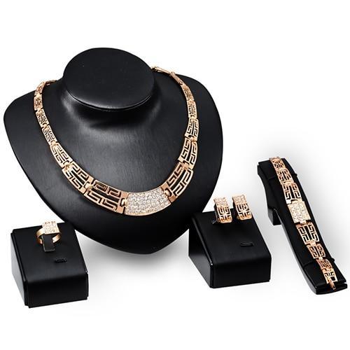 Conjunto de Colar Pulseira Brinco Anel
